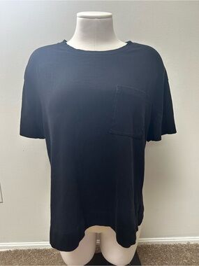 Soma Women Black Pocket Crewneck T-Shirt